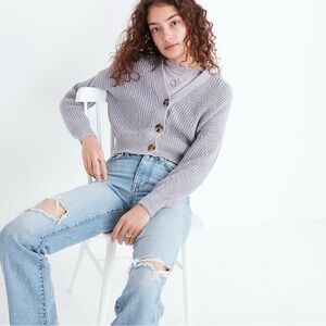 Lavender Button Up Cropped Cardigain, Madewell size S